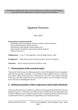 Egyptian Fractions