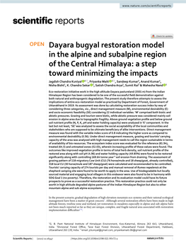 Dayara Bugyal Restoration Model in the Alpine and Subalpine Region Of