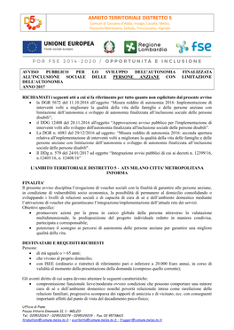 AMBITO TERRITORIALE DISTRETTO 5 Comuni Di Cassano D’Adda, Inzago, Liscate, Melzo, Pozzuolo Martesana, Settala, Truccazzano, Vignate