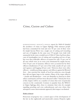 Crime, Custom and Culture