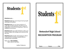 Bettendorf High School RECOGNITION PROGRAM
