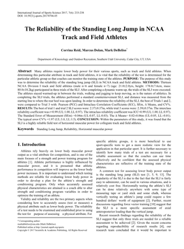 Standing Long Jump, Reliability, Horizontal Muscular Power