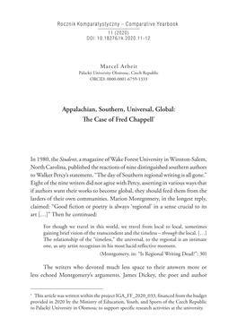 Appalachian, Southern, Universal, Global: the Case of Fred Chappell*