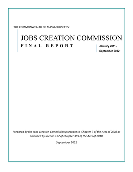 JOBS CREATION COMMISSION FINAL REPORT January 2011 - September 2012