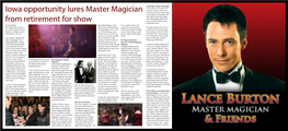 Iowa Opportunity Lures Master Magician from Retirement for Show