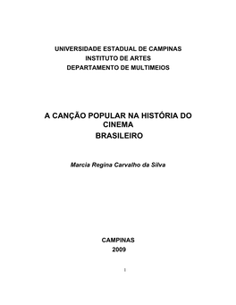 A Canção Popular Na História Do Cinema Brasileiro