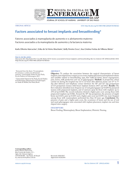 Factors Associated to Breast Implants and Breastfeeding*