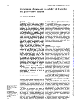 Comparing Efficacy and Tolerability of Ibuprofen and Paracetamol in Fever