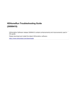 Hdhomerun Troubleshooting Guide (20090415)