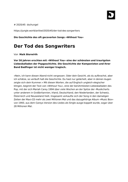 Der Tod Des Songwriters