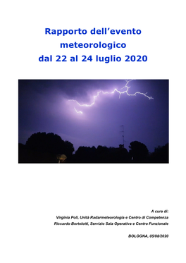 Rapporto Dell'evento Meteorologico Dal 22 Al 24 Luglio 2020