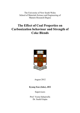 The Effect of Coal Properties on Carbonization Behaviour and Strength of Coke Blends