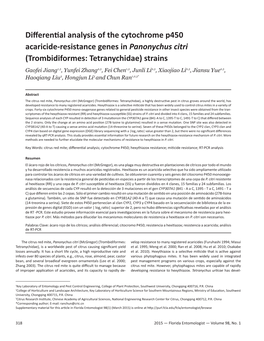 Differential Analysis of the Cytochrome P450 Acaricide-Resistance Genes In