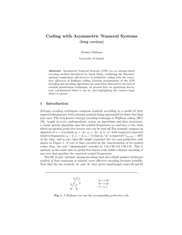 Coding with Asymmetric Numeral Systems (Long Version)