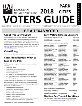 Voter Guide Local 2018 Park Cities P2