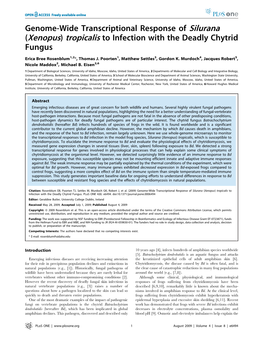 (Xenopus) Tropicalis to Infection with the Deadly Chytrid Fungus