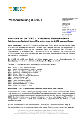 Pressemitteilung 09/2021 10367 Berlin