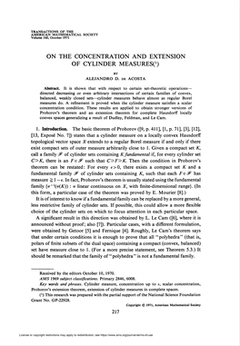 On the Concentration and Extension of Cylinder Measureso