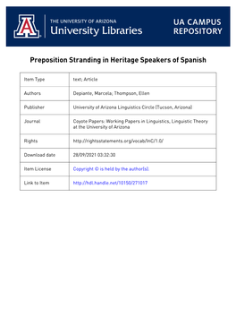 Preposition Stranding in Heritage Speakers of Spanish1