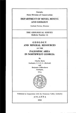 B-54 Geology and Mineral Resources of the Paleozoic Area in Northwest
