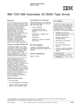 IBM 7337-360 Automates DLT8000 Tape Drives