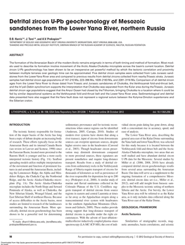 Detrital Zircon U-Pb Geochronology of Mesozoic Sandstones from the Lower Yana River, Northern Russia