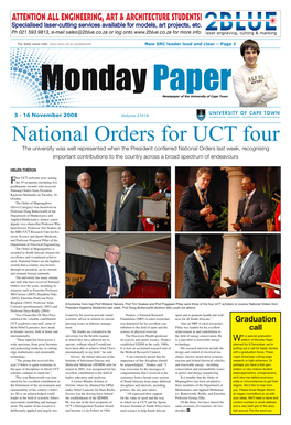 National Orders for UCT Four