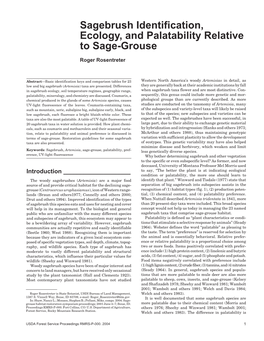 Sagebrush Identification, Ecology, and Palatability Relative to Sage-Grouse