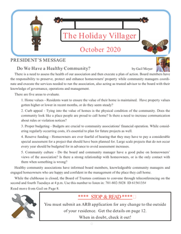 The Holiday Villager October 2020