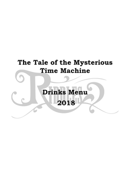 The Tale of the Mysterious Time Machine Drinks Menu 2018