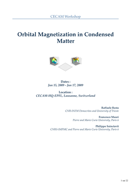 Orbital Magnetization in Condensed Matter