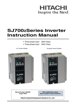 Hitachi SJ300 Series Inverter Instruction Manual