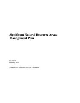 Significant Natural Resource Areas Management Plan