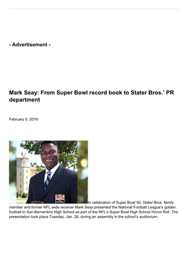 Mark Seay: from Super Bowl Record Book to Stater Bros.’ PR Department