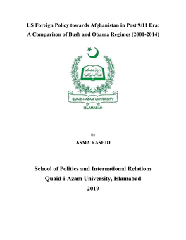 School of Politics and International Relations Quaid-I-Azam University, Islamabad 2019