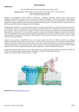Microsymposium MS063.O03 How Do MACPF/CDC Pore Forming Protein