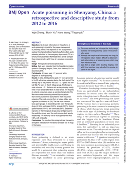 Acute Poisoning in Shenyang, China: a Retrospective and Descriptive Study from 2012 to 2016