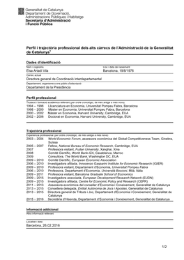 Perfil I Trajectòria Professional Dels Alts Càrrecs De L'administració De La