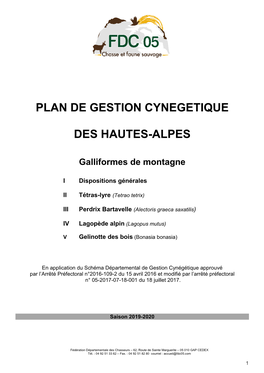 Plan De Gestion Cynegetique Des Hautes-Alpes
