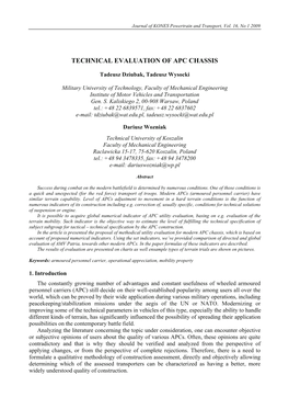 Technical Evaluation of Apc Chassis