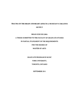 Trauma of the Brain and Heart Affects a Musician's Creative