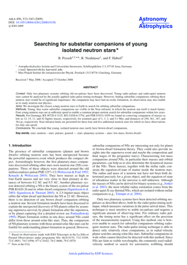 Searching for Substellar Companions of Young Isolated Neutron Stars