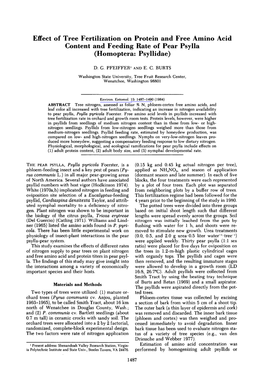 Effect of Tree Fertilization on Protein and Free Amino Acid Content and Feeding Rate of Pear Psylla (Homoptera: Psyllidae)