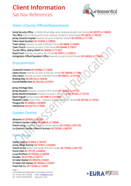 Client Information Sat Nav References