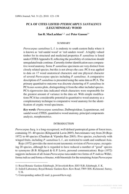 Pca of Cites Listed Pterocarpus Santalinus (Leguminosae) Wood