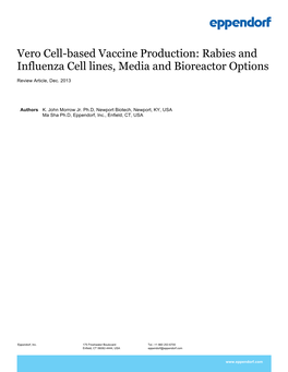 Vero Cell-Based Vaccine Production: Rabies and Influenza Cell Lines, Media and Bioreactor Options