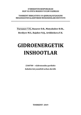 Gidroenеrgеtik Inshootlar