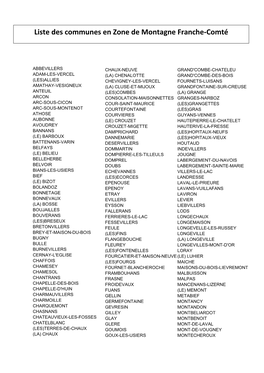 Liste Des Communes En Zone De Montagne Franche-Comté