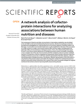 A Network Analysis of Cofactor-Protein Interactions for Analyzing Associations Between Human Nutrition and Diseases