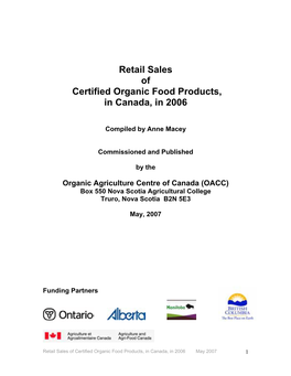 Retail Sales of Certified Organic Food Products in Canada 2006